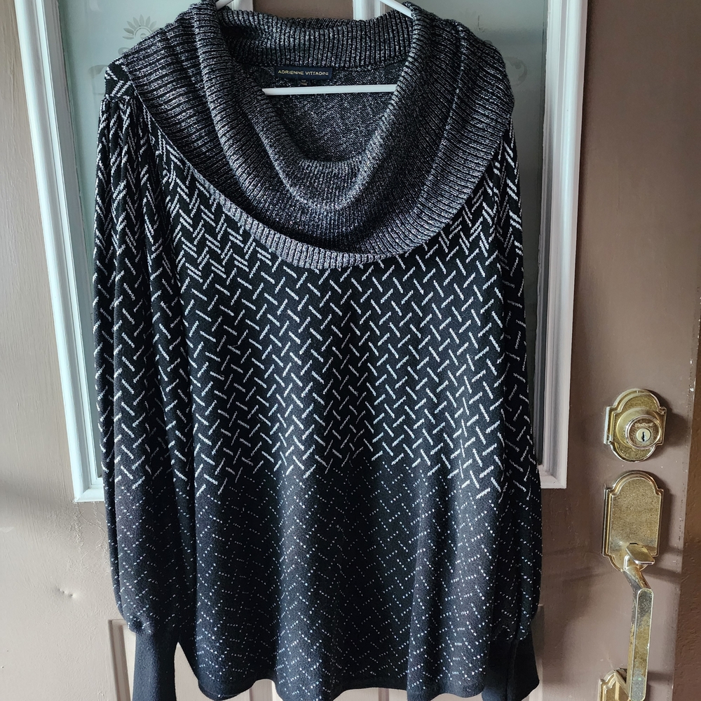 Elegant Black and Gray Cowl Neck Sweater